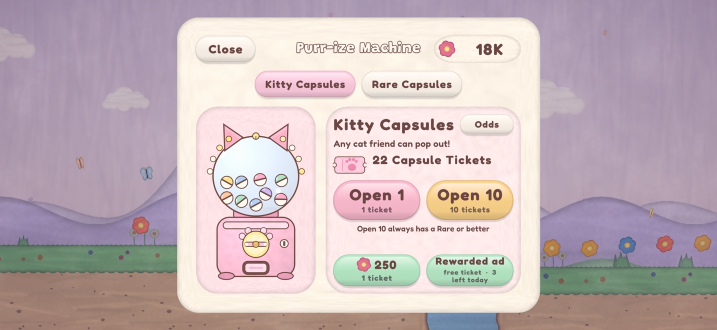 The Purr-ize Machine, with its odds always shown
